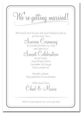 Simple Gray White Wedding Invitation